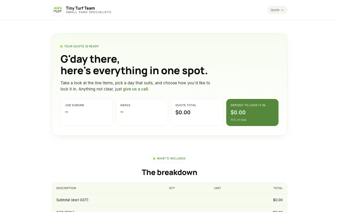 The custom quoting and booking system