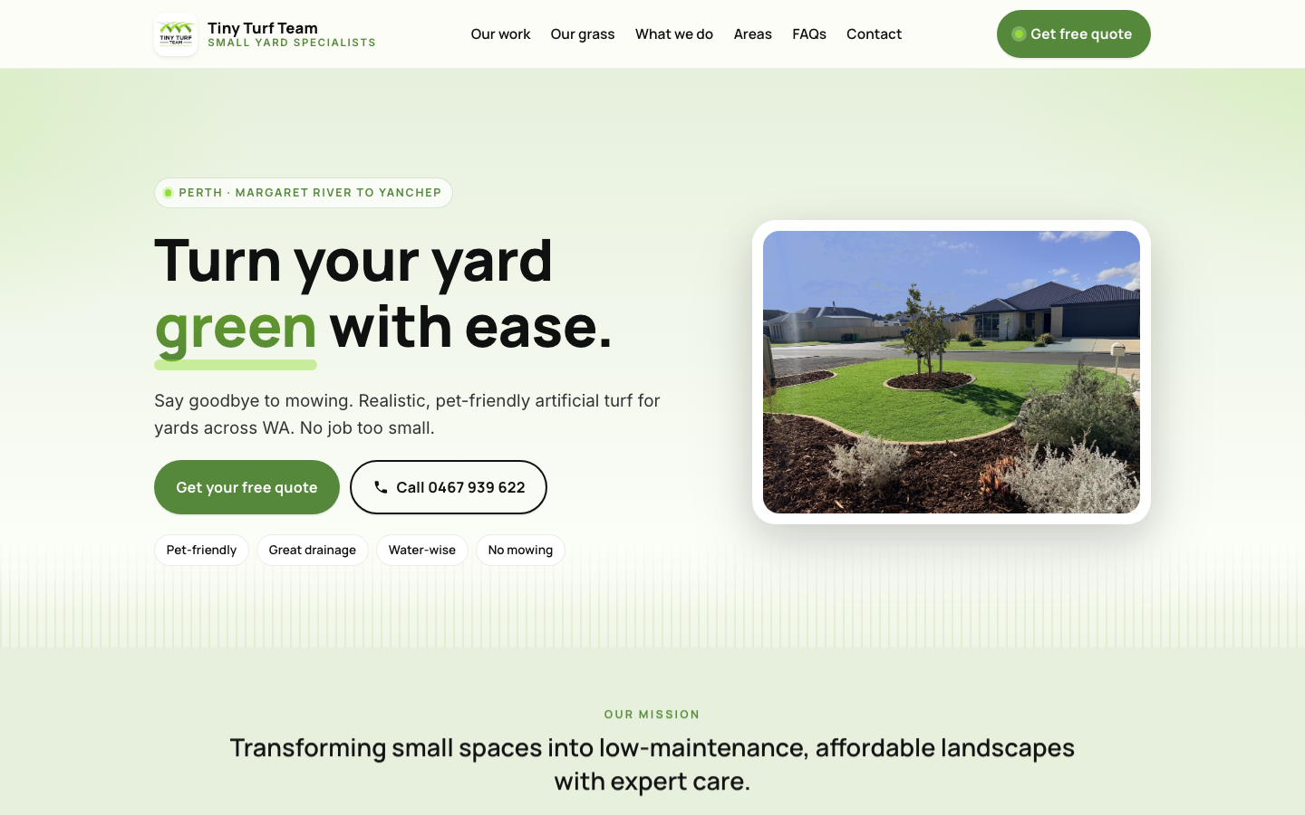 Tiny Turf Team website